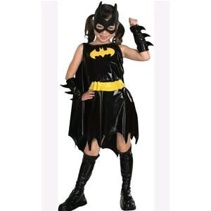 Batgirl Halloween Costume Girls Batman M 8 10 Dress Gloves Mask Cape Rubies